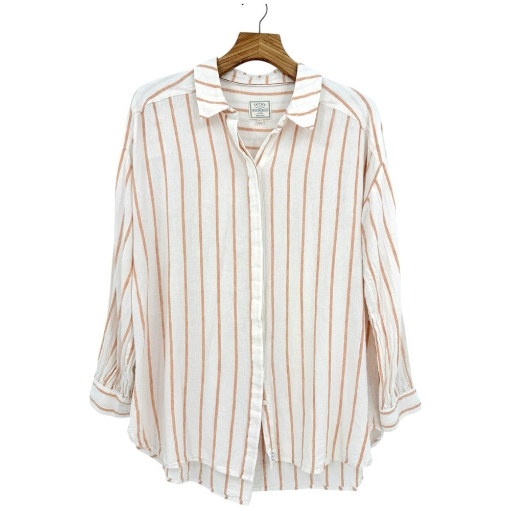 Fat Face Linen Viscose Striped Button Up Tunic Billie Shirt Size 12